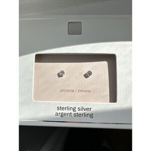 Diamond Stud Earring Round Sterling Silver Hypoallergenic. Cubic Zirconia